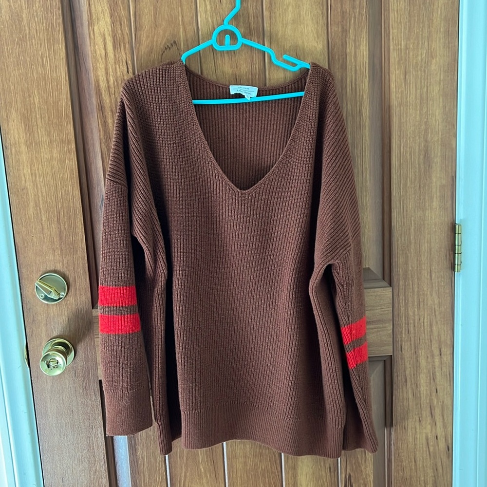& Other Stories Brown and Red Striped Oversized Sweater - M - Picture 3 of 8